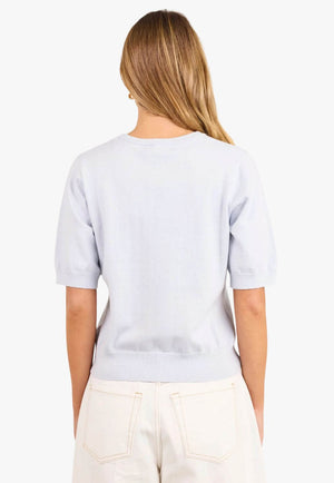 Stories Be Told Womens Cashmere Knit Tee Ice Blue 6