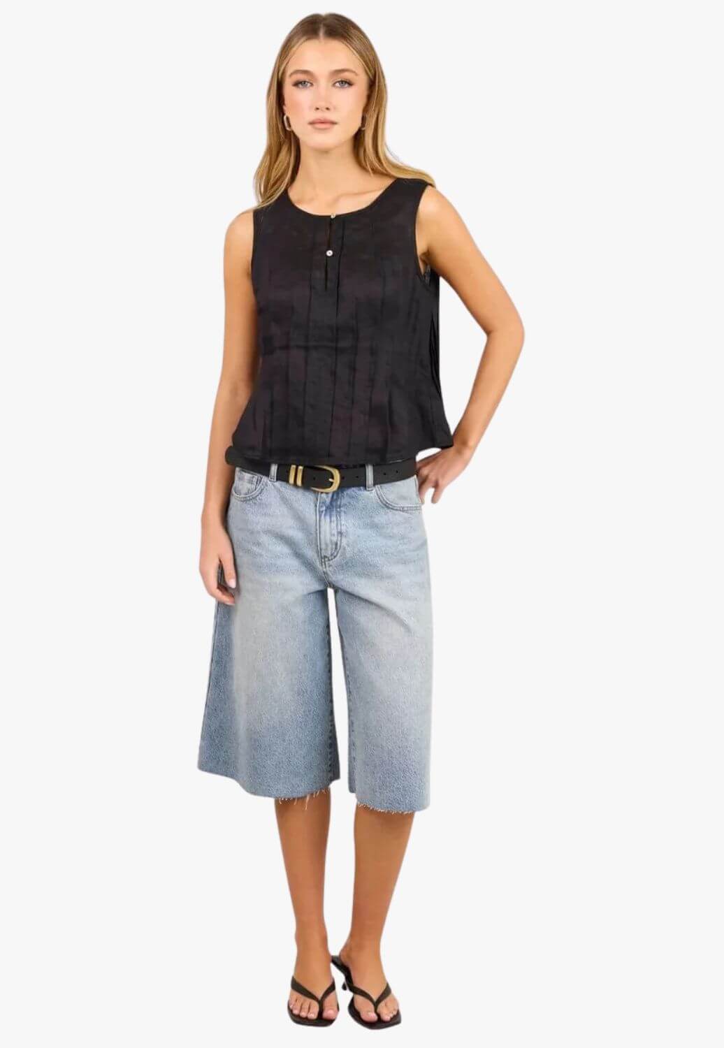 Stories Be Told Womens Linen Pintuck Top