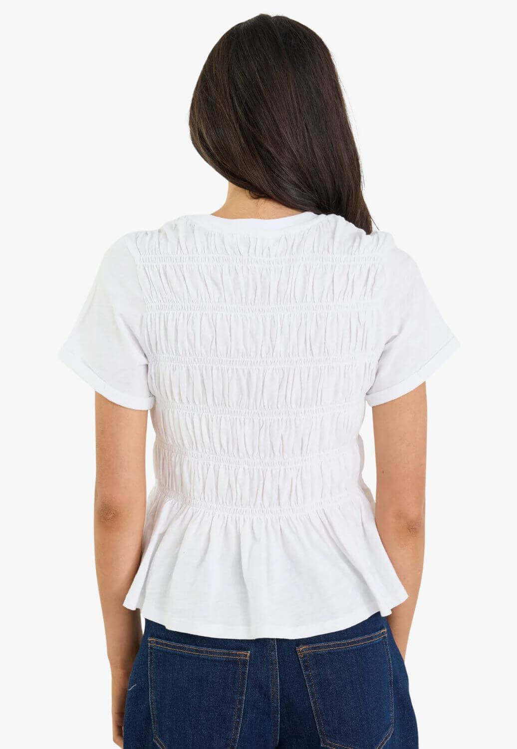 Stories Be Told Neat Slub Shirred Detail SS Tee