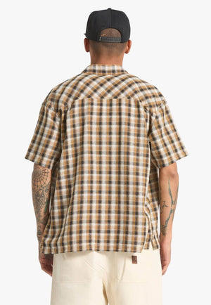 Brixton Mens Cru Linen Plaid Shirt