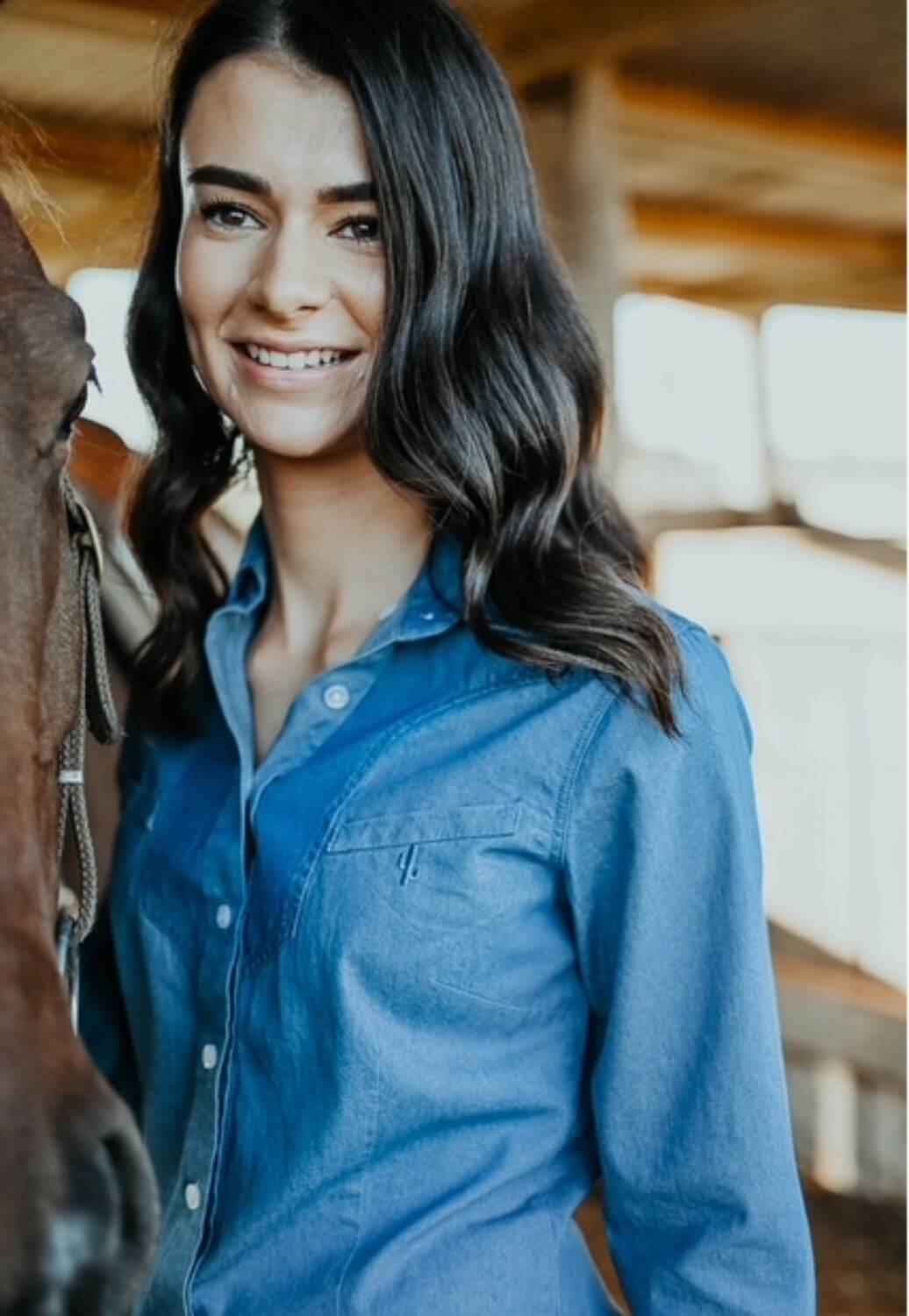 Gringa Denim Womens Denim Contrast Long Sleeve Shirt