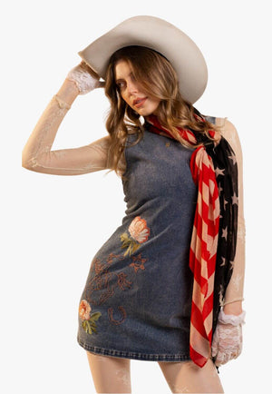 Blue B Womens Sleeveless Western Floral Dress