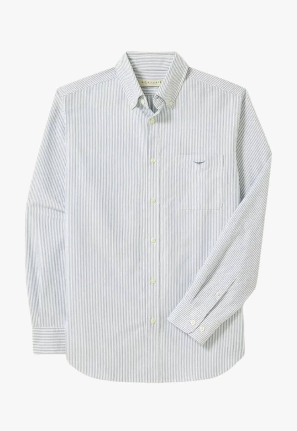 R.M. Williams Mens Regular Oxford Stripe Shirt