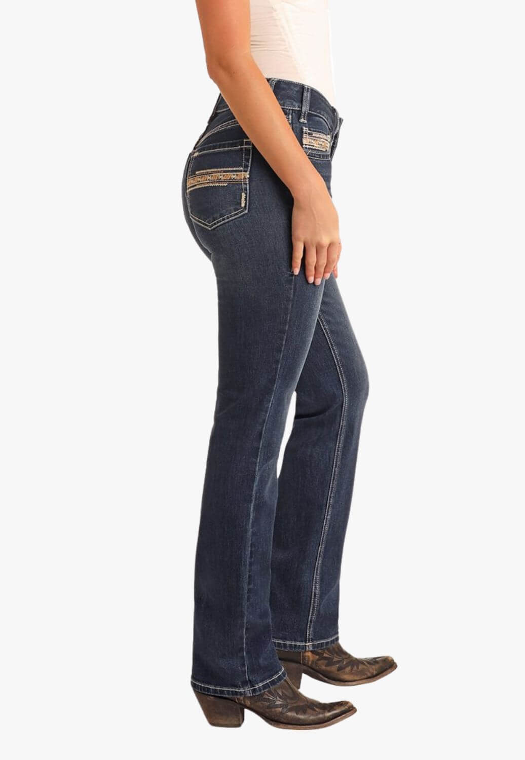 Rock and Roll Womens Straight Emb Mod Boot Jean