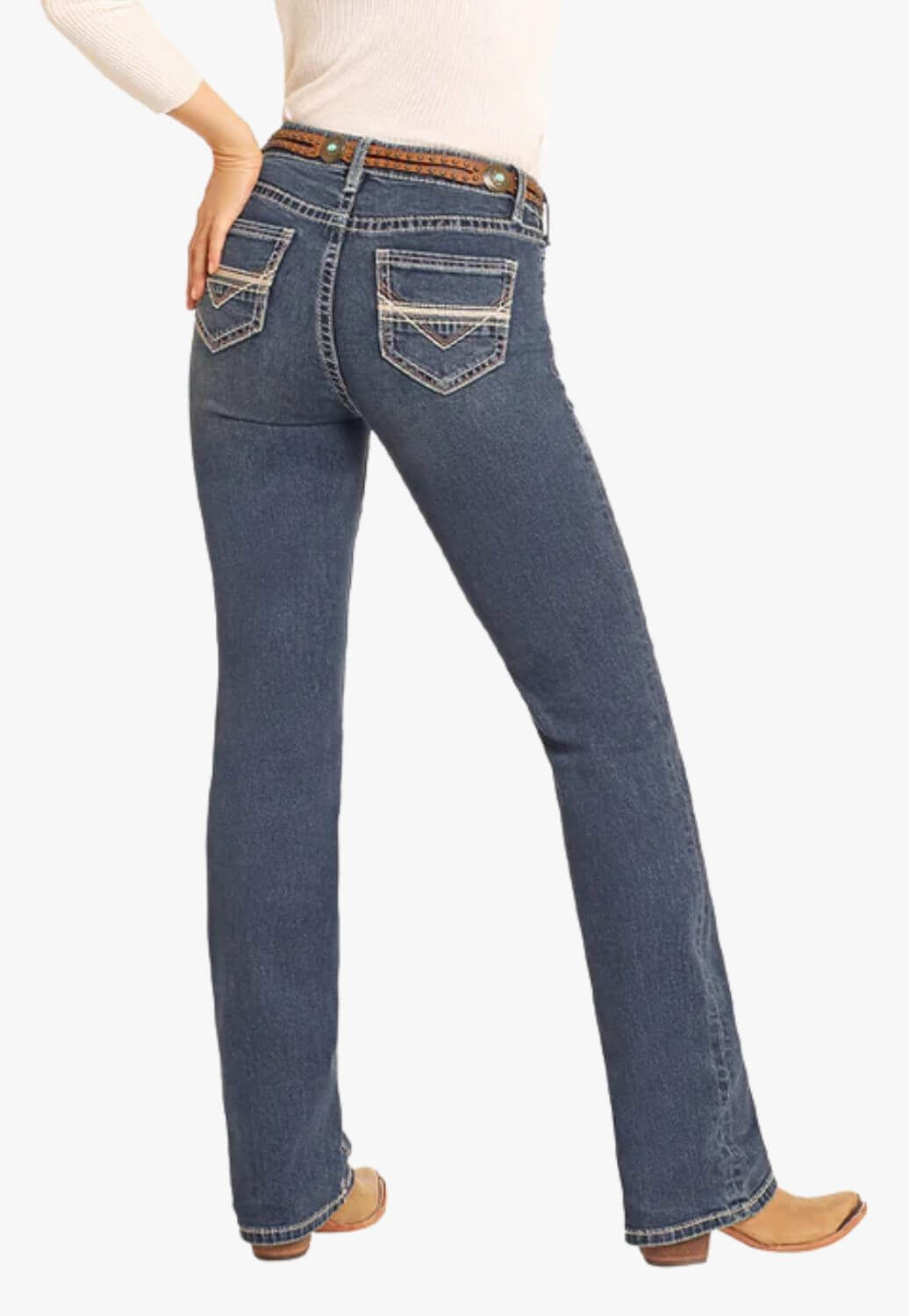 Rock and Roll Womens Pleather Embroidered Bootcut Jean