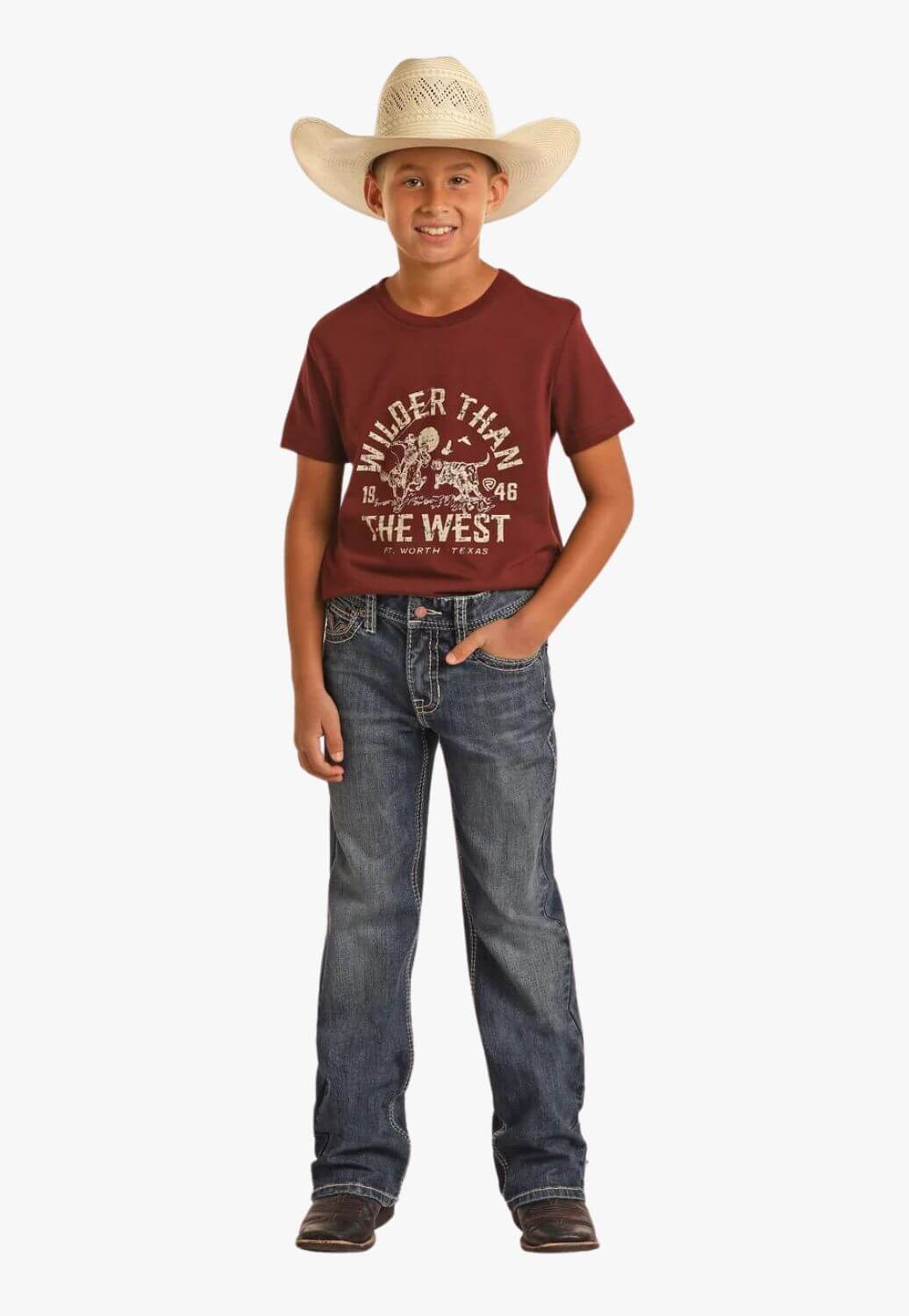 Rock & Roll Boys Rope Stitch Emb Bootcut Jean