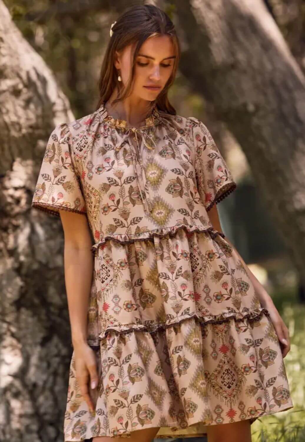 Aztec Tired Mini Baby Doll Dress