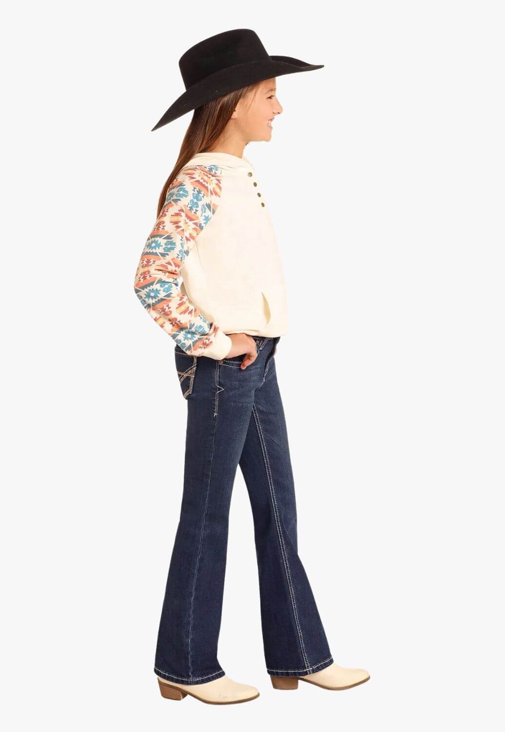 Rock and Roll Girls Petal Stitch Mid Rise Jean