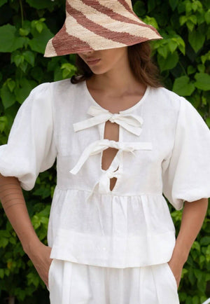 LJC Designs Pia Tie Cotton Top