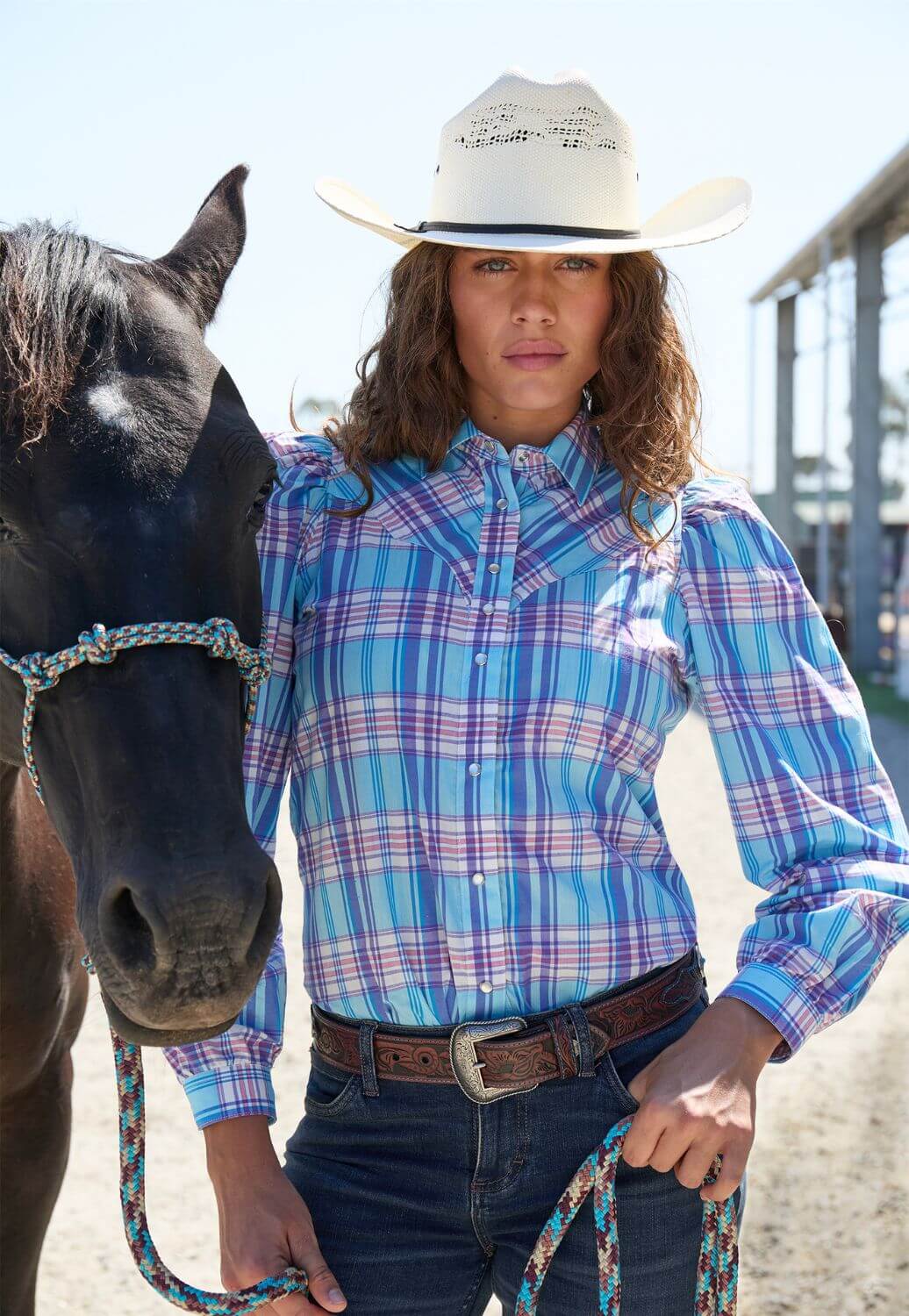 Wrangler Womens Emily Check Long Sleeve Shirt