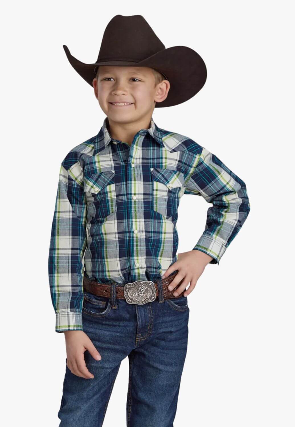 Roper Boys West Made Collection Plaid Long Sleeve Shirt