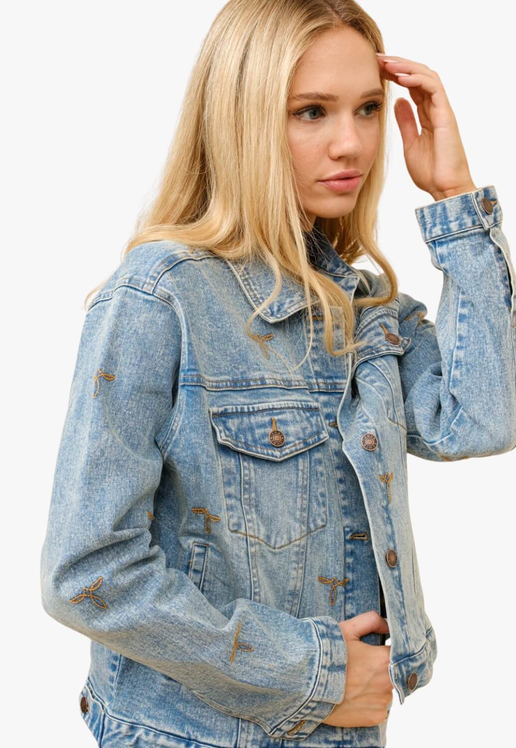 Blue B Womens Boots Stitch Denim Trucker Jacket