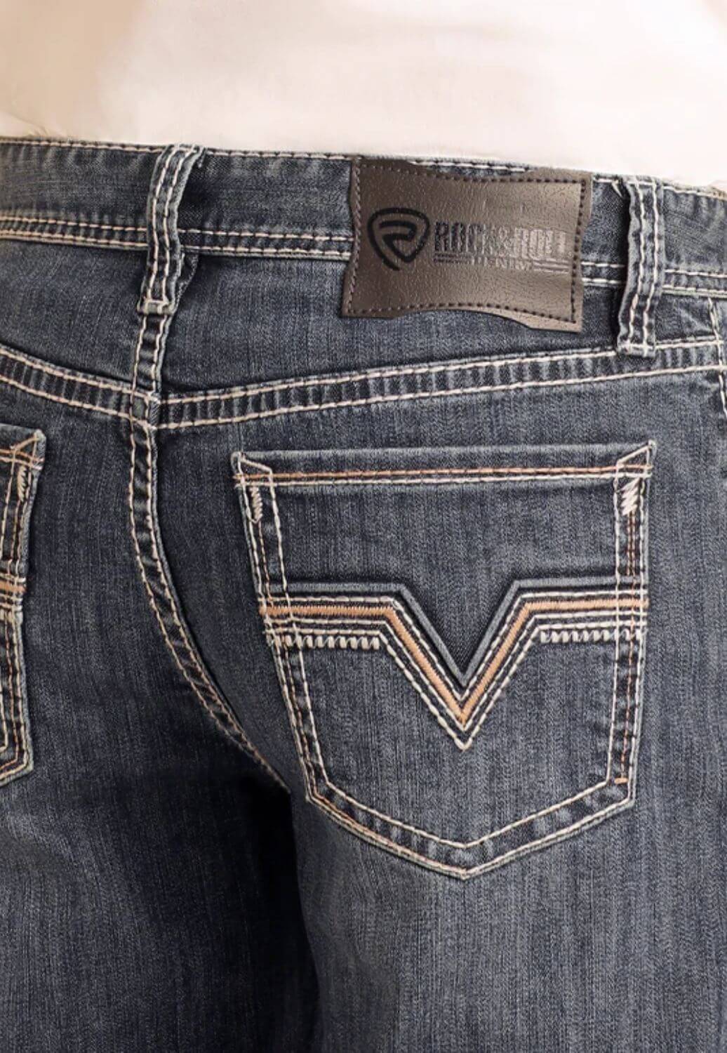 Rock and Roll Mens Rope Stitch HR Pistol Stack Jean