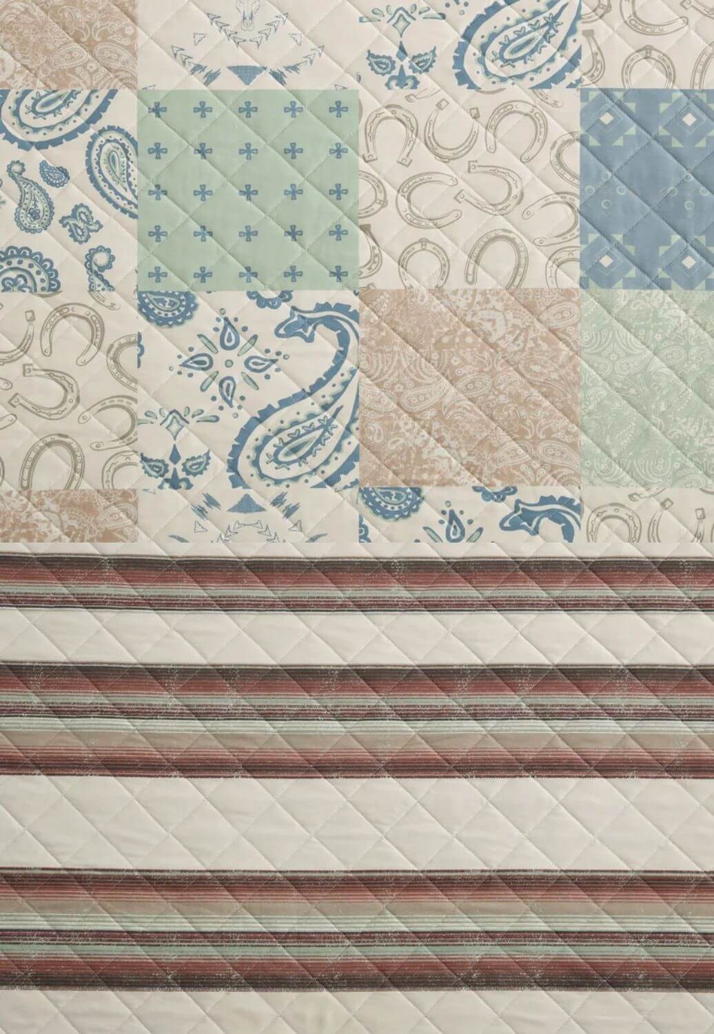 Indigo Hill Patchwork Paisley Reversible Quilt Set - Queen