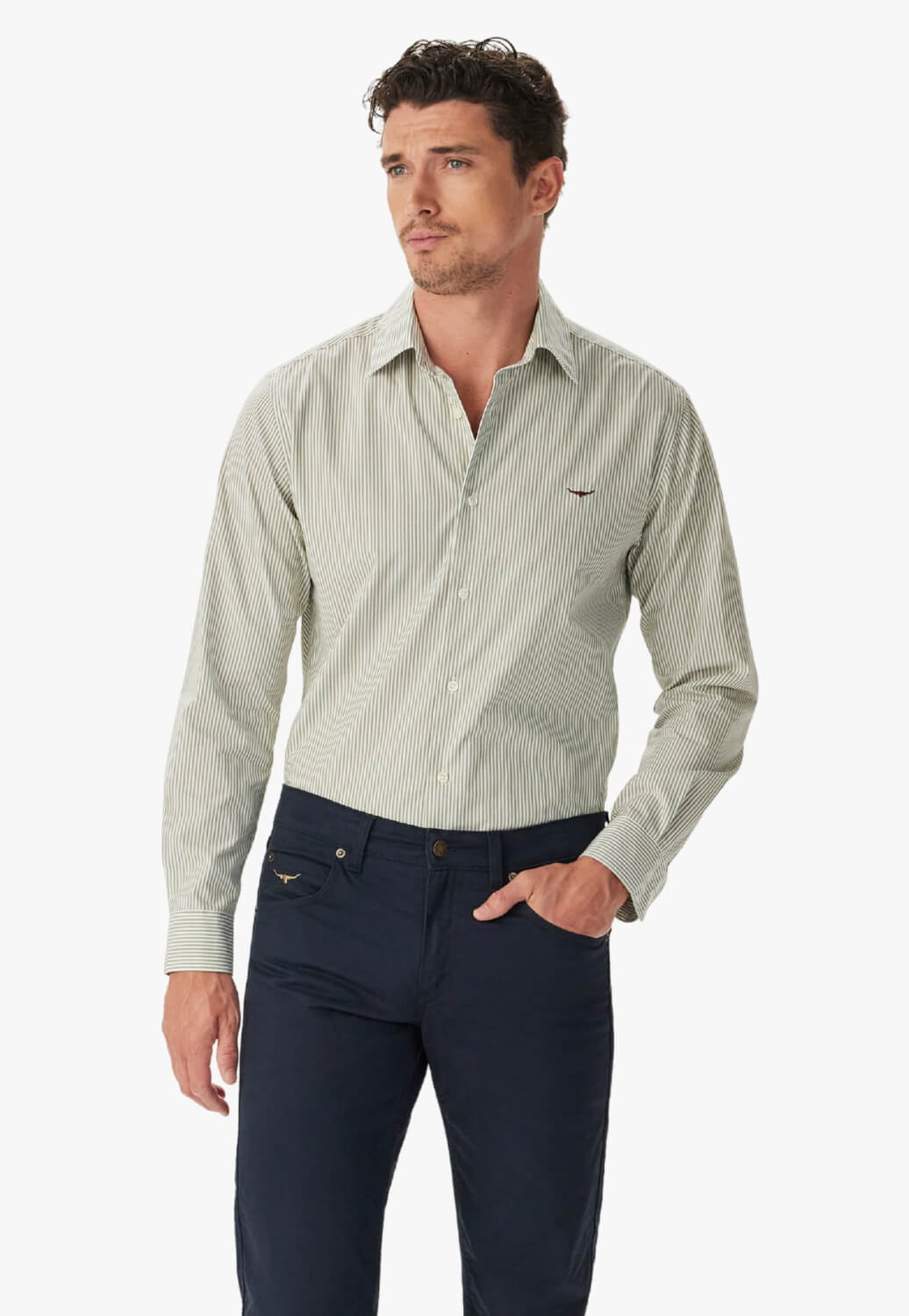 R.M. Williams Mens Sommers Poplin Stripe Shirt