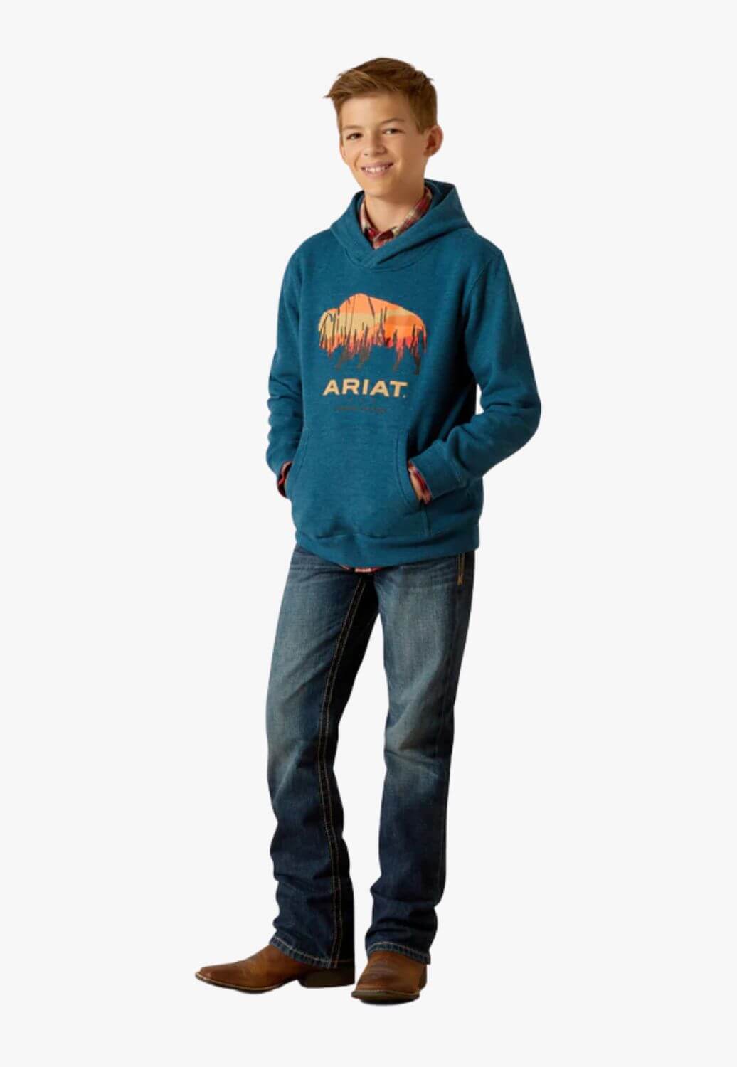 Ariat Boys Bison Plain Hoodie