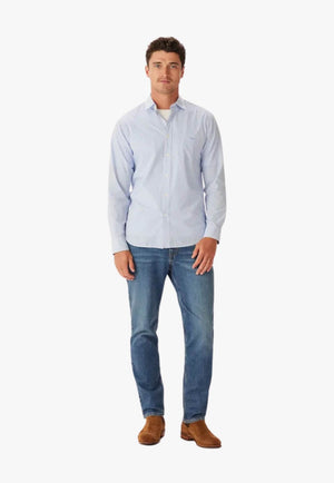 R.M. Williams Regular Poplin Stripe Long Sleeve Shirt