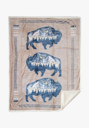 Carstens Three Buffalo Plush Sherpa Throw