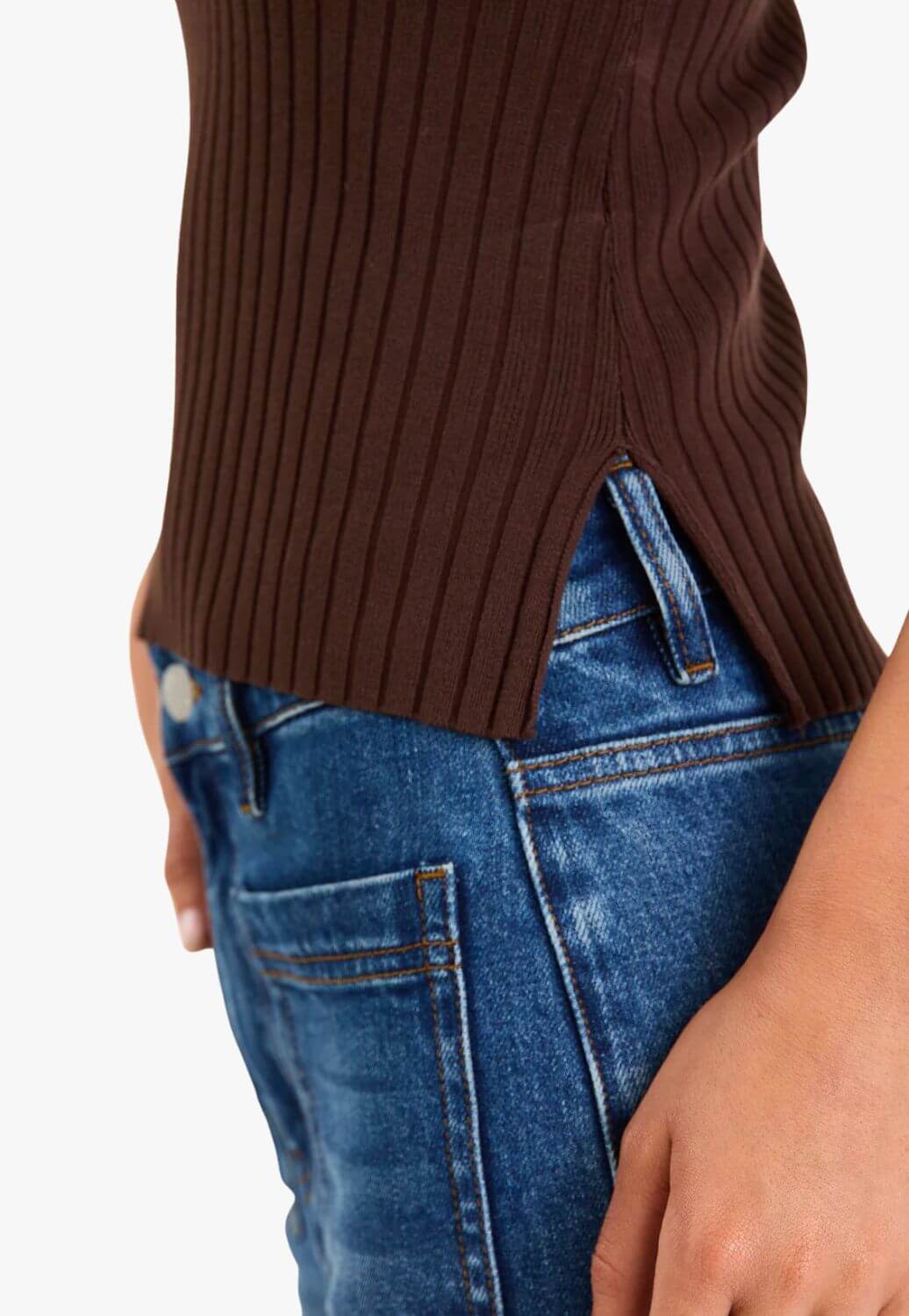 Among The Brave Heroic Funnel Neck Rib Knit Top