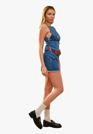 Blue B Womens Yoke Front High Rise Frayed Hem Denim Shorts