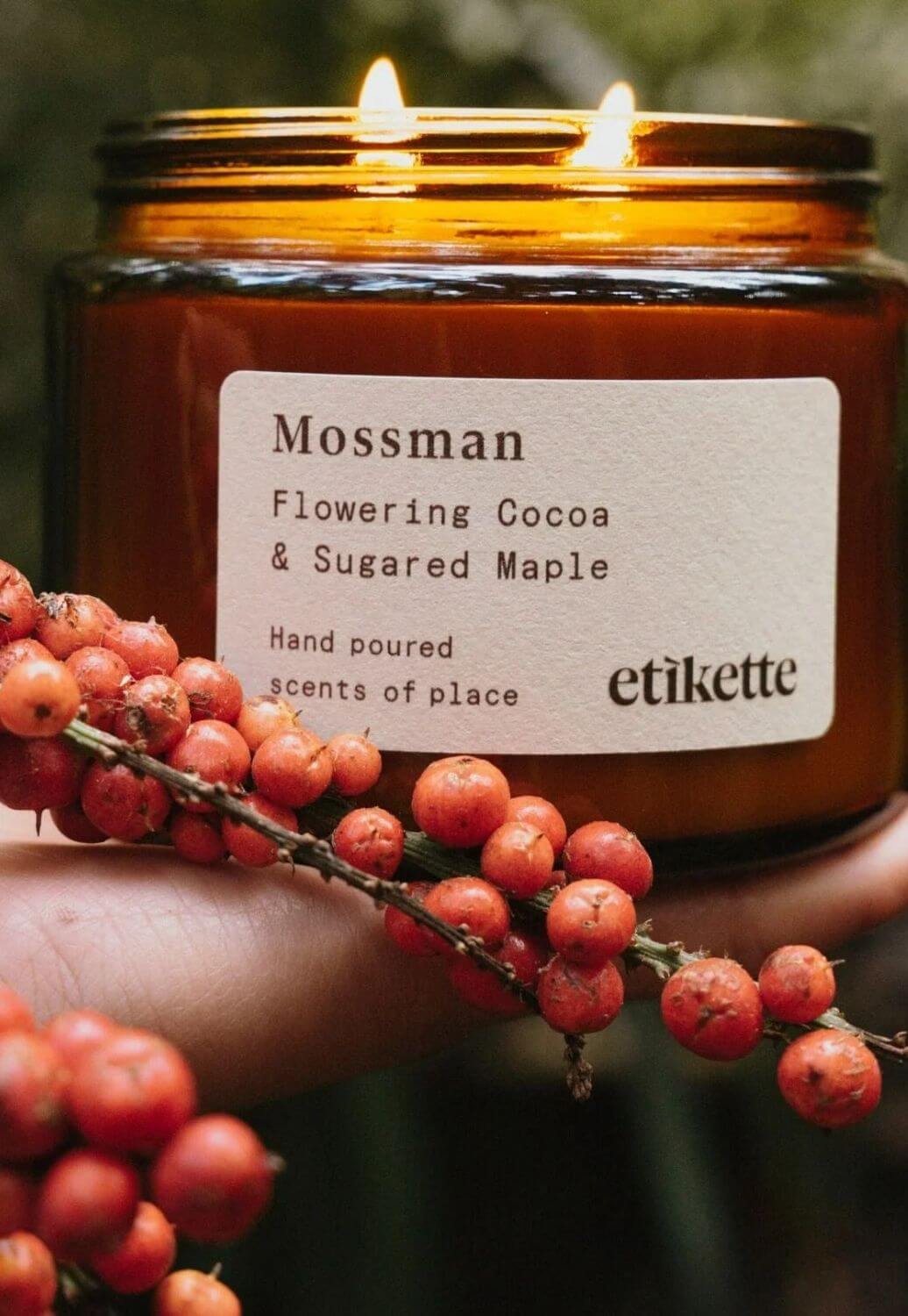 Etikette Mossman, Flowering Cocoa and Sugared Maple Candle