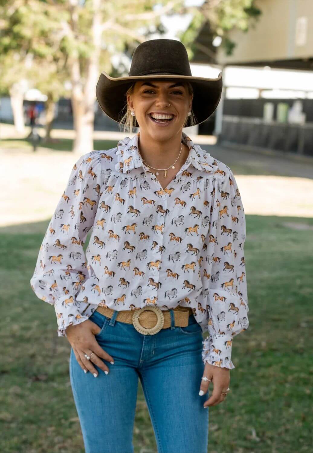 Black Colt Clothing Frankie Horse Print Shirt