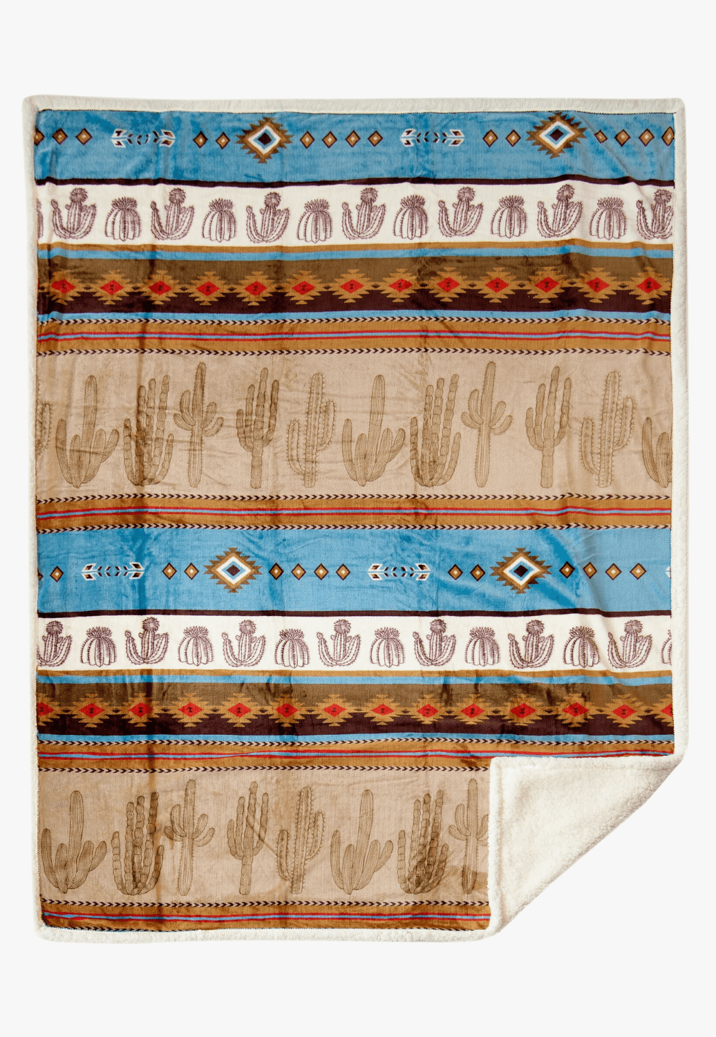 Carstens Cactus Stripe Plush Sherpa Throw