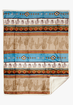 Carstens Cactus Stripe Plush Sherpa Throw