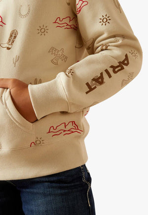 Ariat Girls Western Stamps Hoodie
