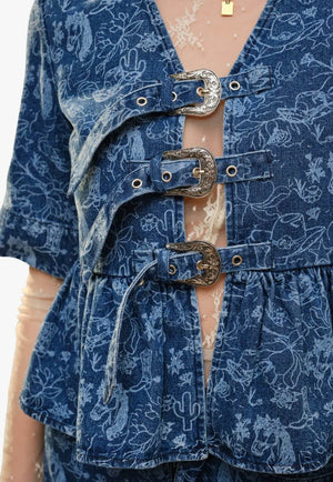 Womens Western Horse Print Top