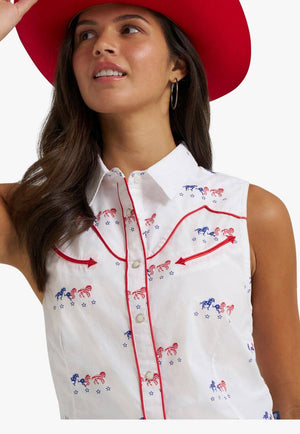 Wrangler Womens Americana Sleeveless Snap Shirt