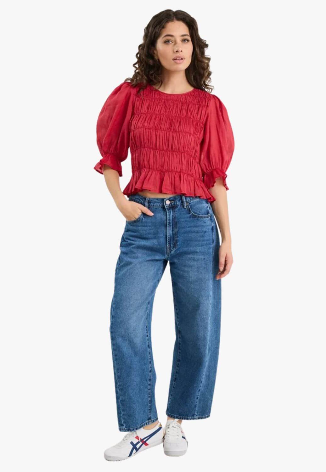 Ivy & Jack Womens Melodic Shirred Top
