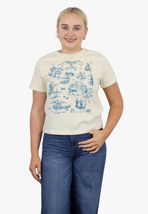 WTCo XOXO Art Womens Western Toile Denim Boxy T-Shirt