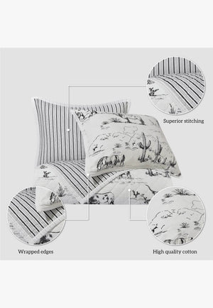 Ranch Life Western Toile Reversible Quilt Set - King