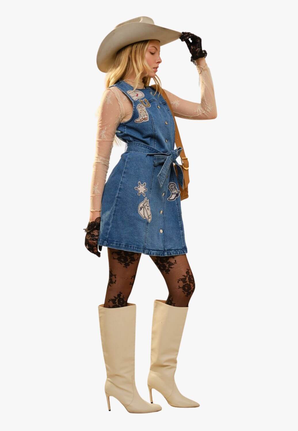 Blue B Womens Western Motif Patches Button Up Dress