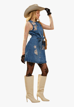 Blue B Womens Western Motif Patches Button Up Dress