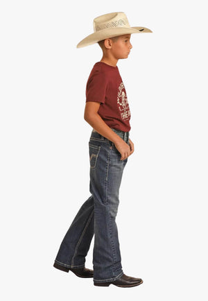 Rock & Roll Boys Rope Stitch Emb Bootcut Jean