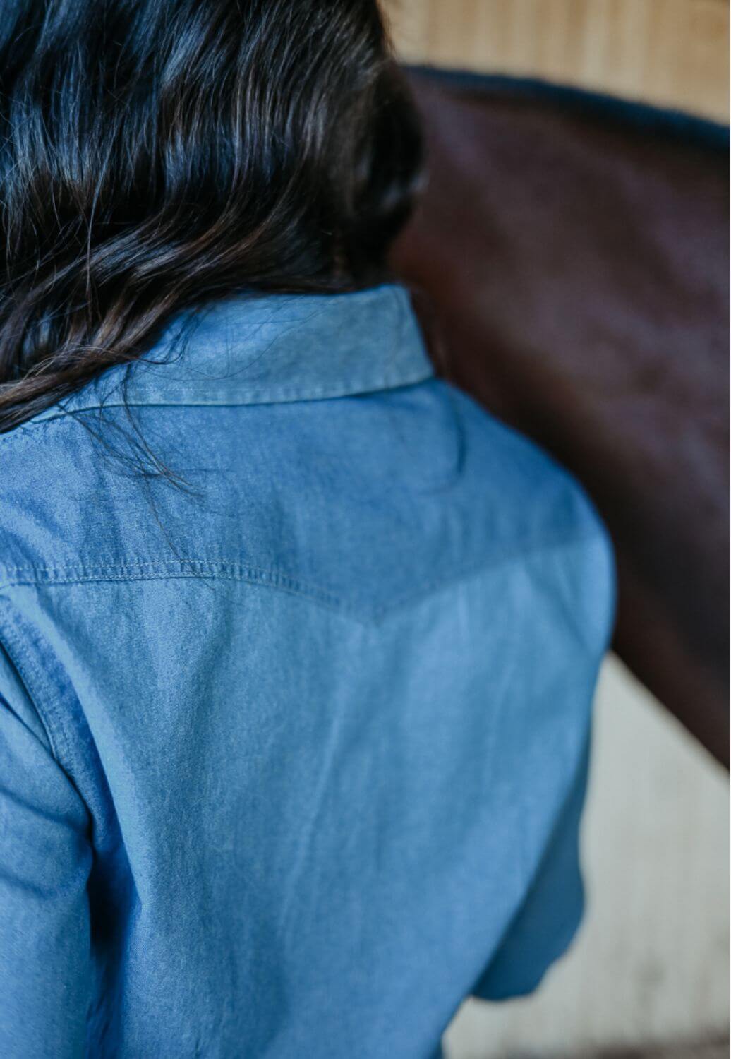 Gringa Denim Womens Denim Contrast Long Sleeve Shirt