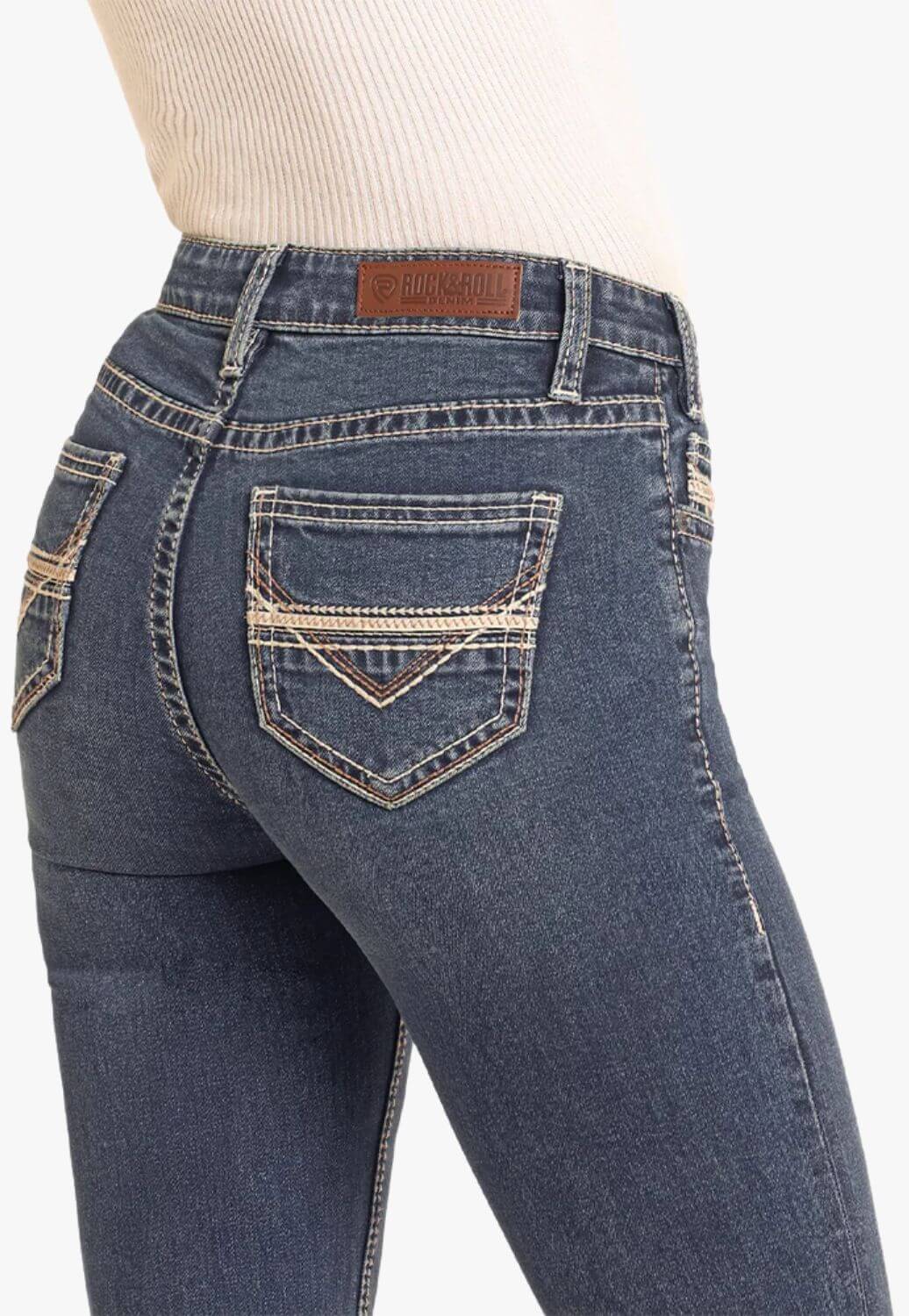 Rock and Roll Womens Pleather Embroidered Bootcut Jean