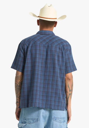 Brixton Mens Linen Plaid Short Sleeve Shirt
