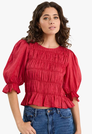 Ivy & Jack Womens Melodic Shirred Top