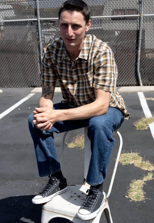 Brixton Mens Cru Linen Plaid Shirt