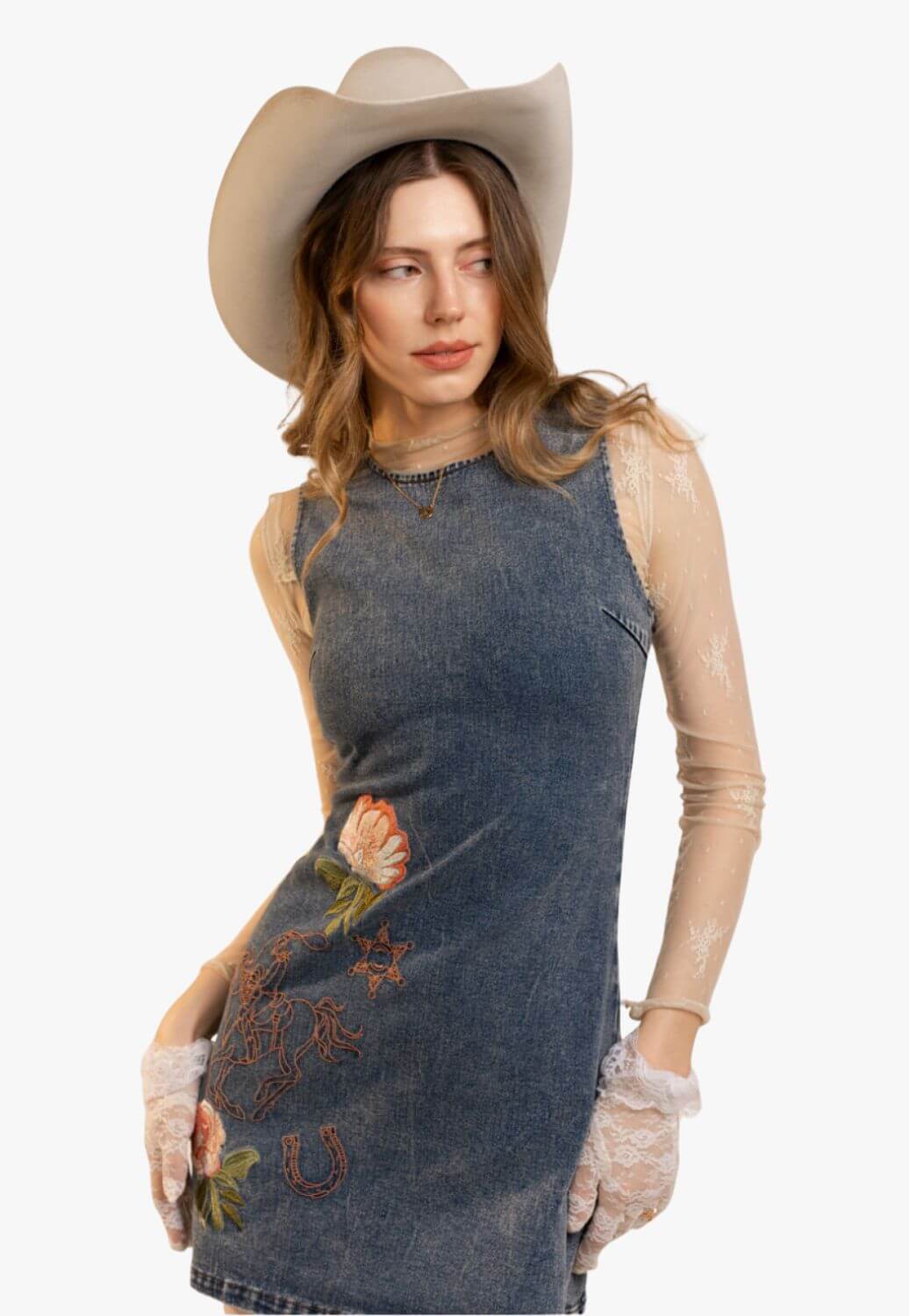 Blue B Womens Sleeveless Western Floral Dress