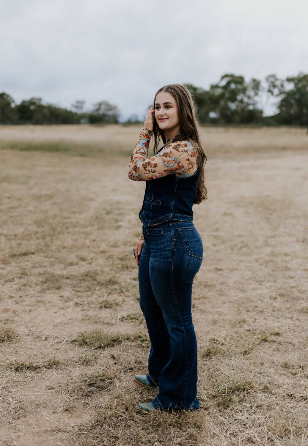 Turquoise Haven Vintage Cowgirl Mesh Top
