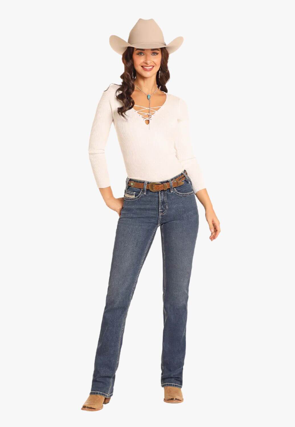 Rock and Roll Womens Pleather Embroidered Bootcut Jean