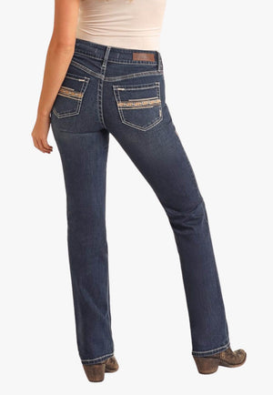 Rock and Roll Womens Straight Emb Mod Boot Jean