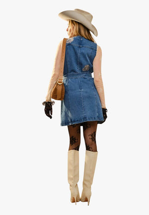 Blue B Womens Western Motif Patches Button Up Dress