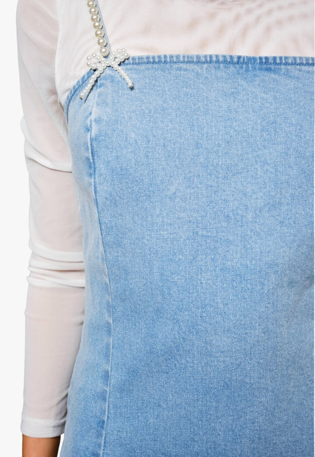 Blue B Womens Pearl Strap Stretch Denim Mini Denim Dress