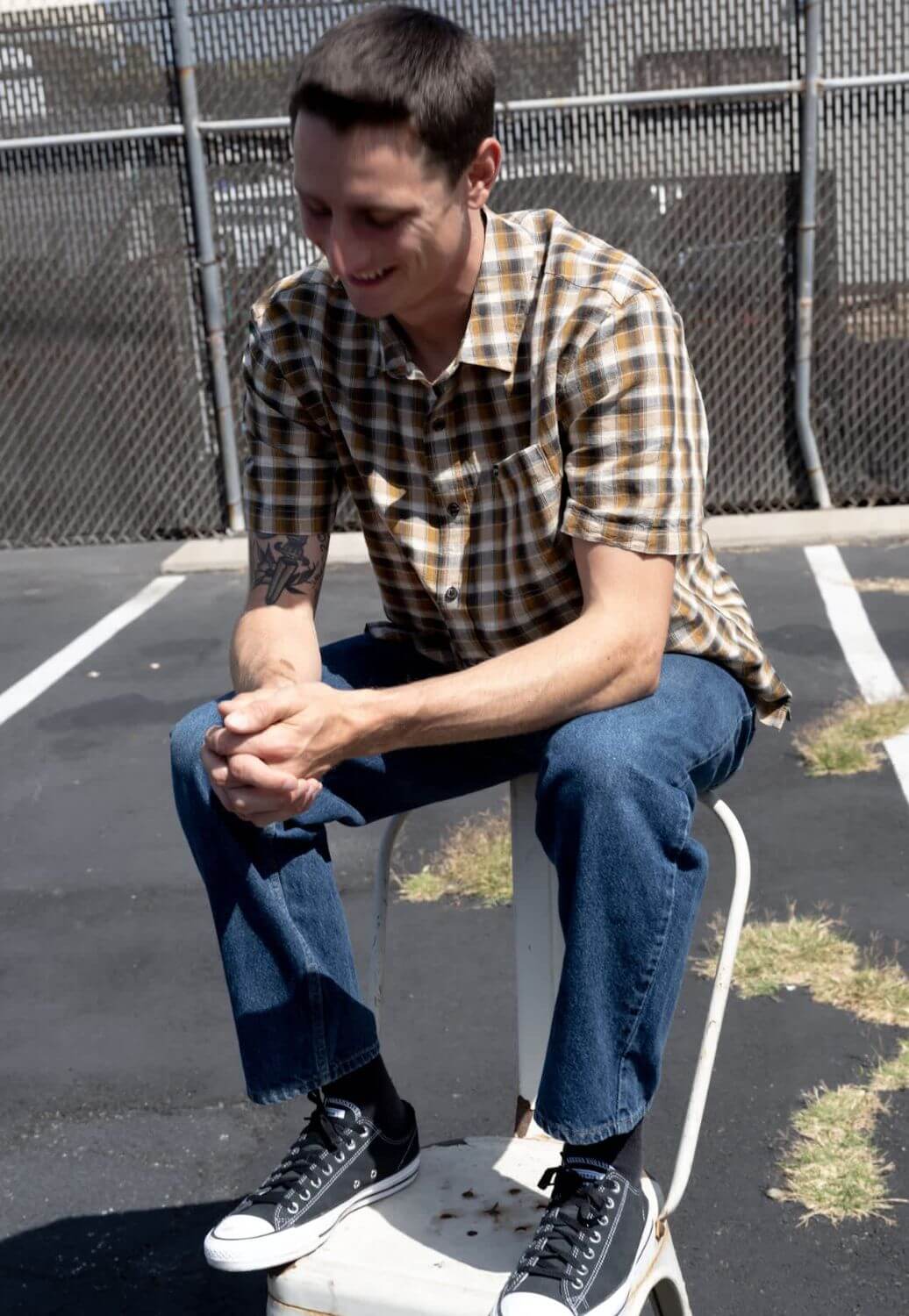 Brixton Mens Cru Linen Plaid Shirt