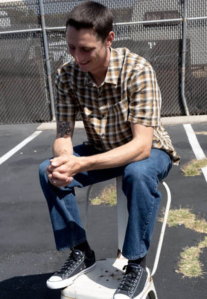 Brixton Mens Cru Linen Plaid Shirt